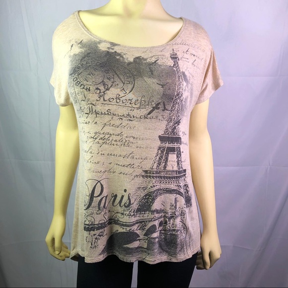 🍪Kali Reve Womens Medium Shirt Top Paris Print🍪 - Picture 1 of 4